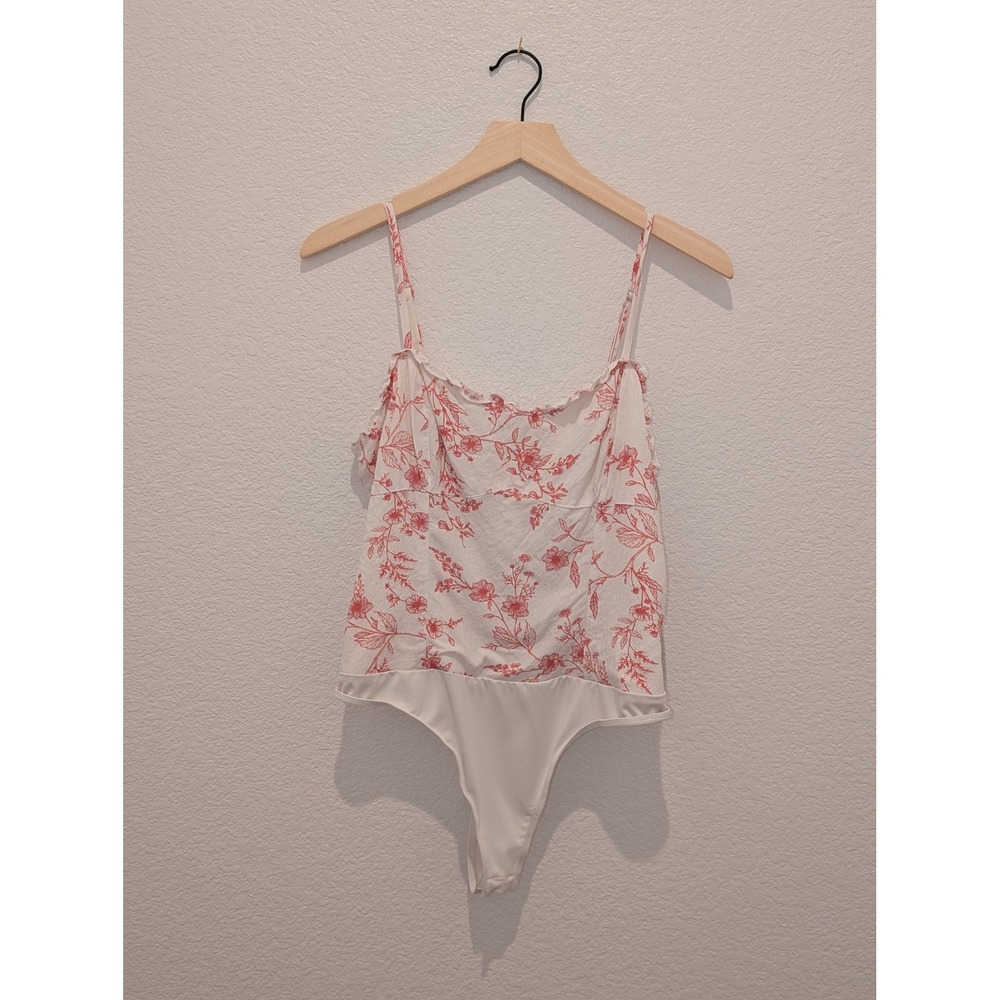 And Now This Womens Pink Floral Bodysuit White Size Medium